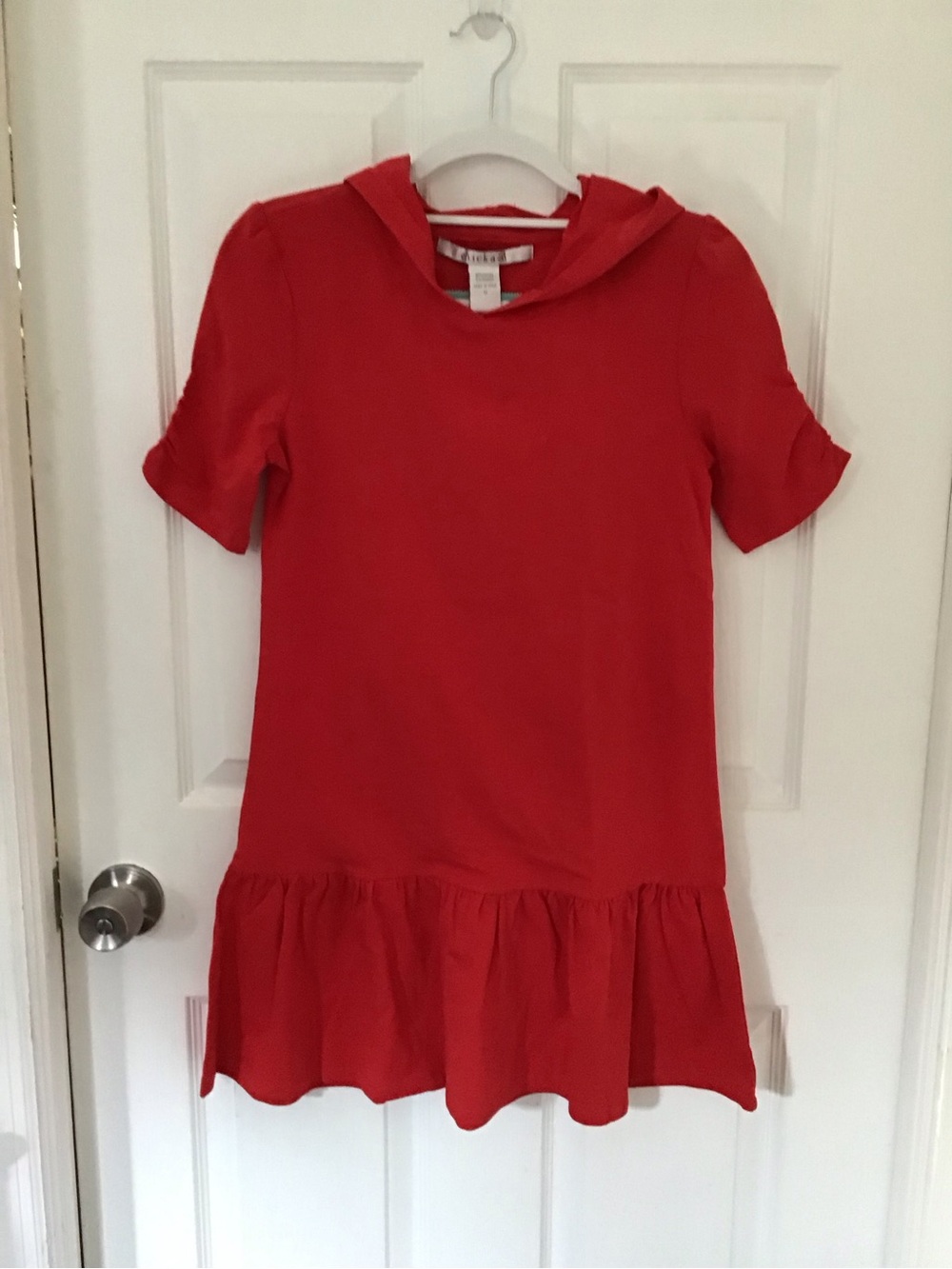 NWOT! Girls Red Hooded Ruffle-Hem Casual Dress